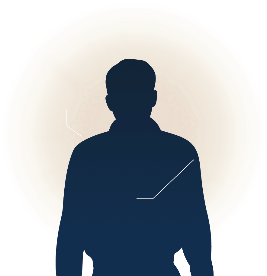 Silhouette of man with light in background